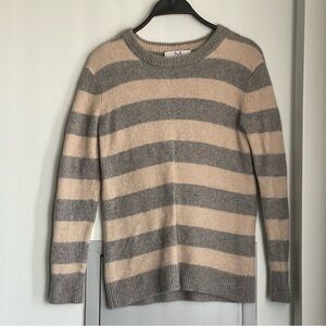 MAGASCHONI Gray and Blush Striped 100% Cashmere Sweater